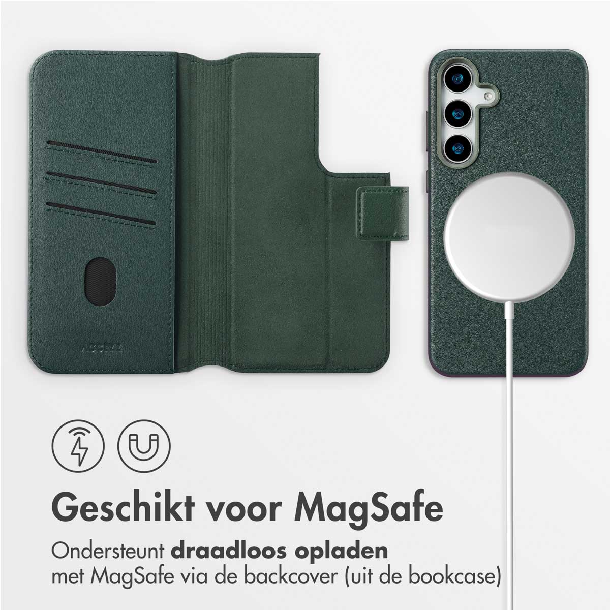 Accezz Leather Bookcase 2-in-1 met MagSafe Samsung Galaxy S25 Plus - Cedar Green - Afbeelding 5