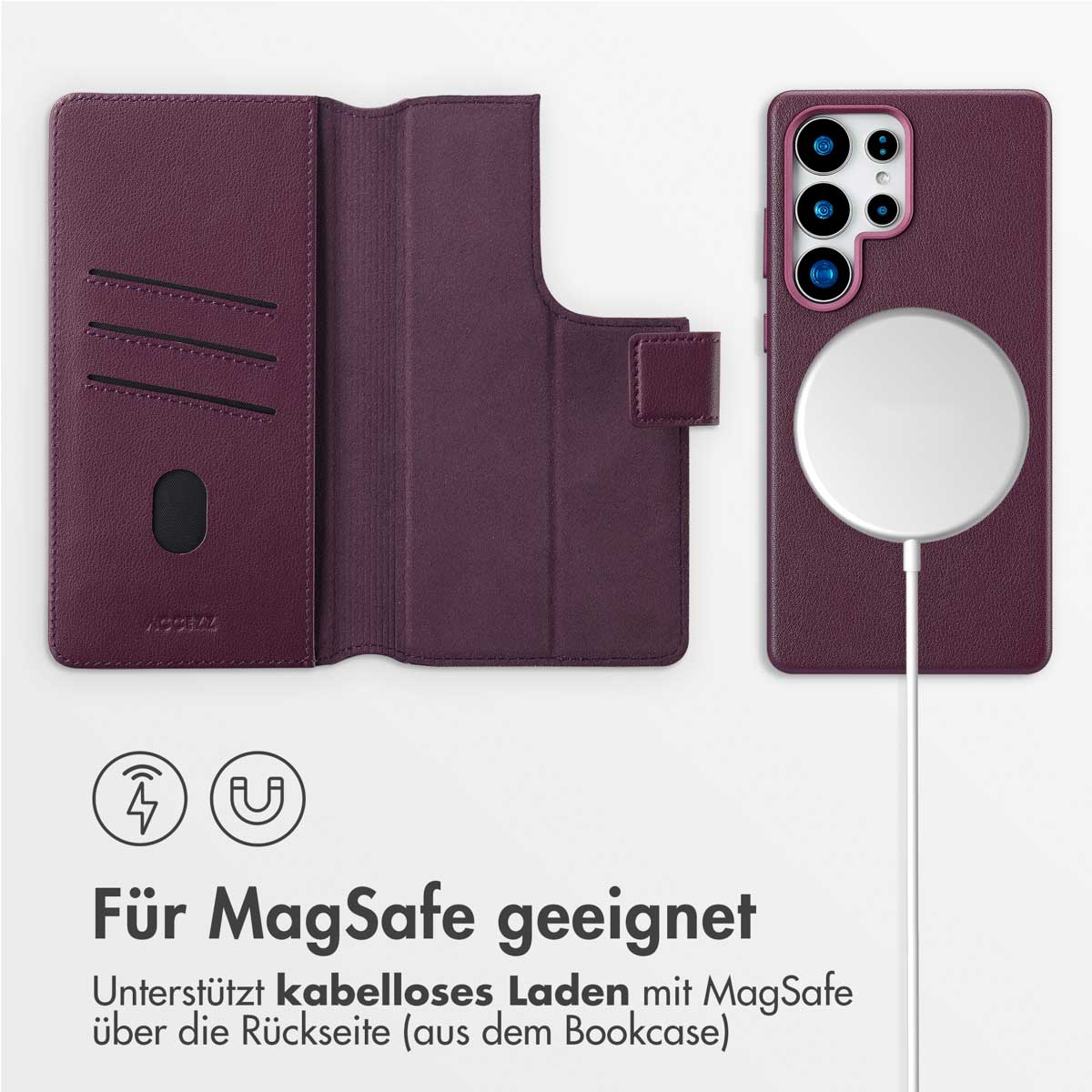 Accezz Leather Bookcase 2-in-1 met MagSafe Samsung Galaxy S25 Ultra - Heath Purple - Afbeelding 5