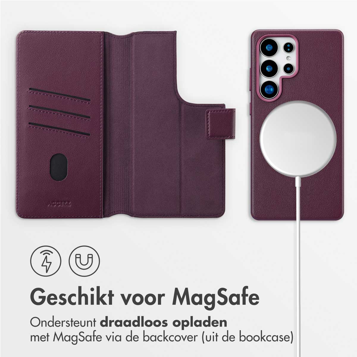 Accezz Leather Bookcase 2-in-1 met MagSafe Samsung Galaxy S25 Ultra - Heath Purple - Afbeelding 4