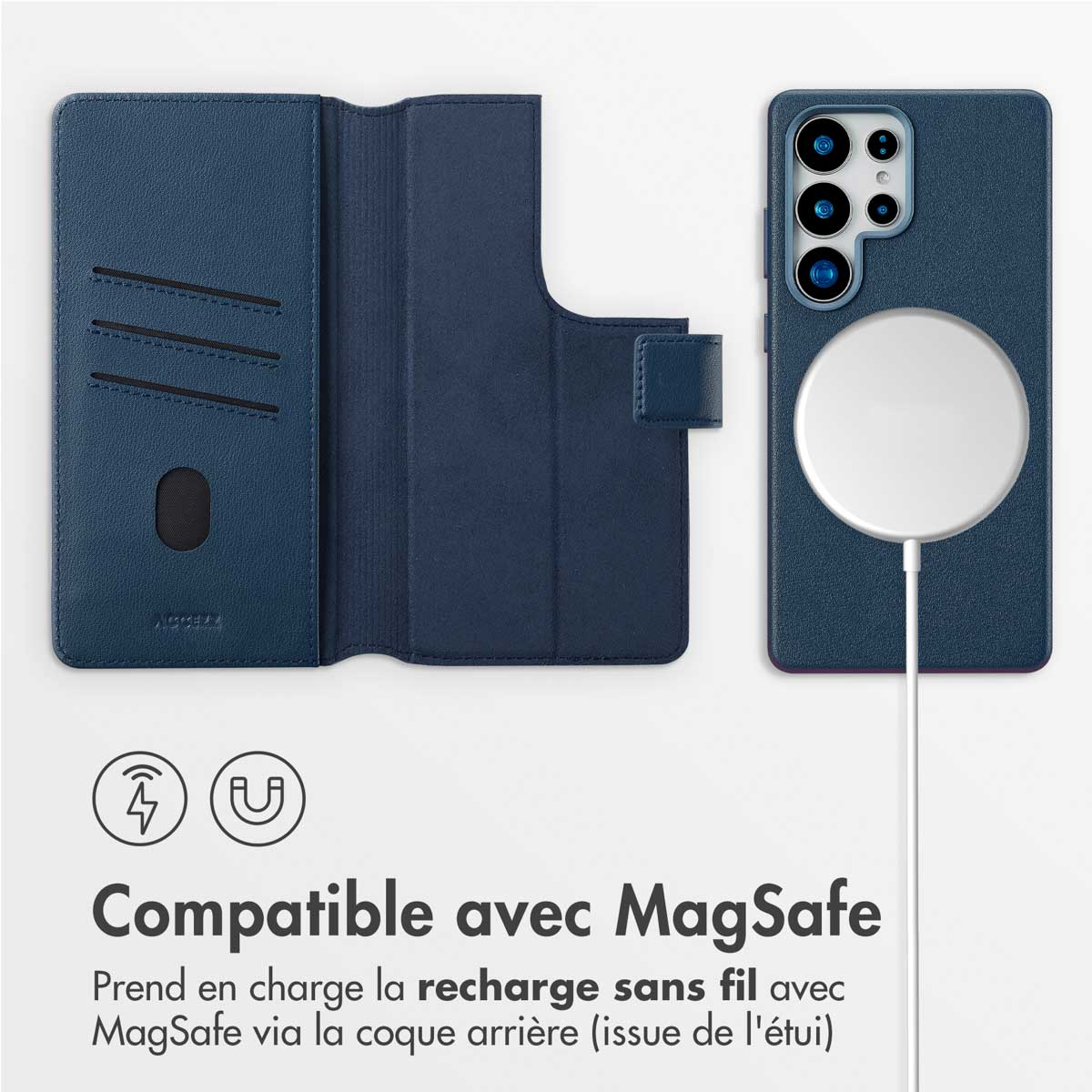 Accezz Leather Bookcase 2-in-1 met MagSafe Samsung Galaxy S25 Ultra - Nightfall Blue - Afbeelding 4