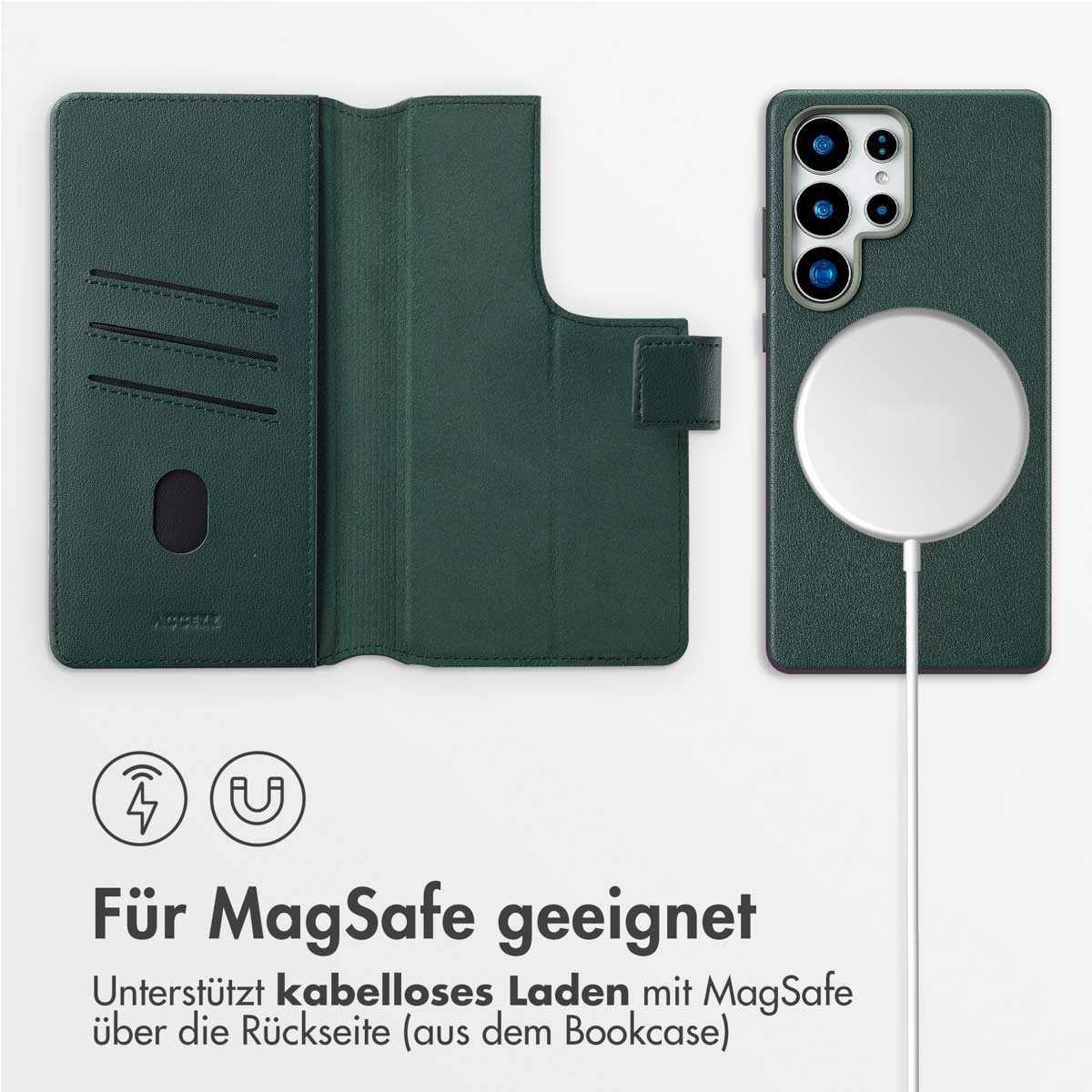 Accezz Leather Bookcase 2-in-1 met MagSafe Samsung Galaxy S25 Ultra - Cedar Green - Afbeelding 6