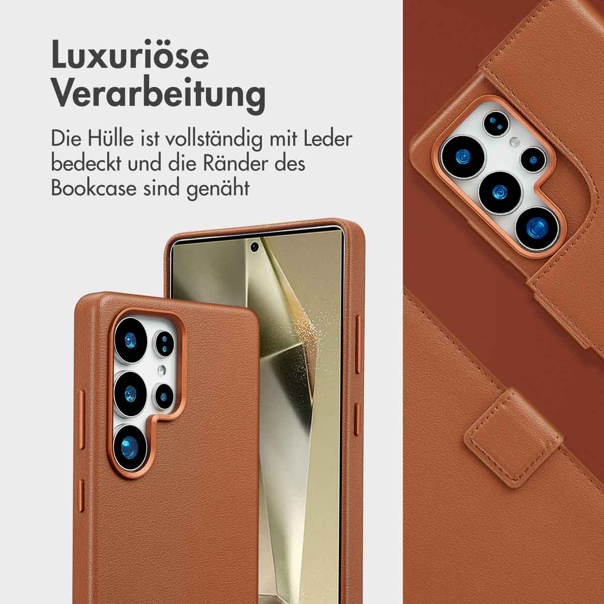 Accezz Leather Bookcase 2-in-1 met MagSafe Samsung Galaxy S25 Ultra - Sienna Brown - Afbeelding 8