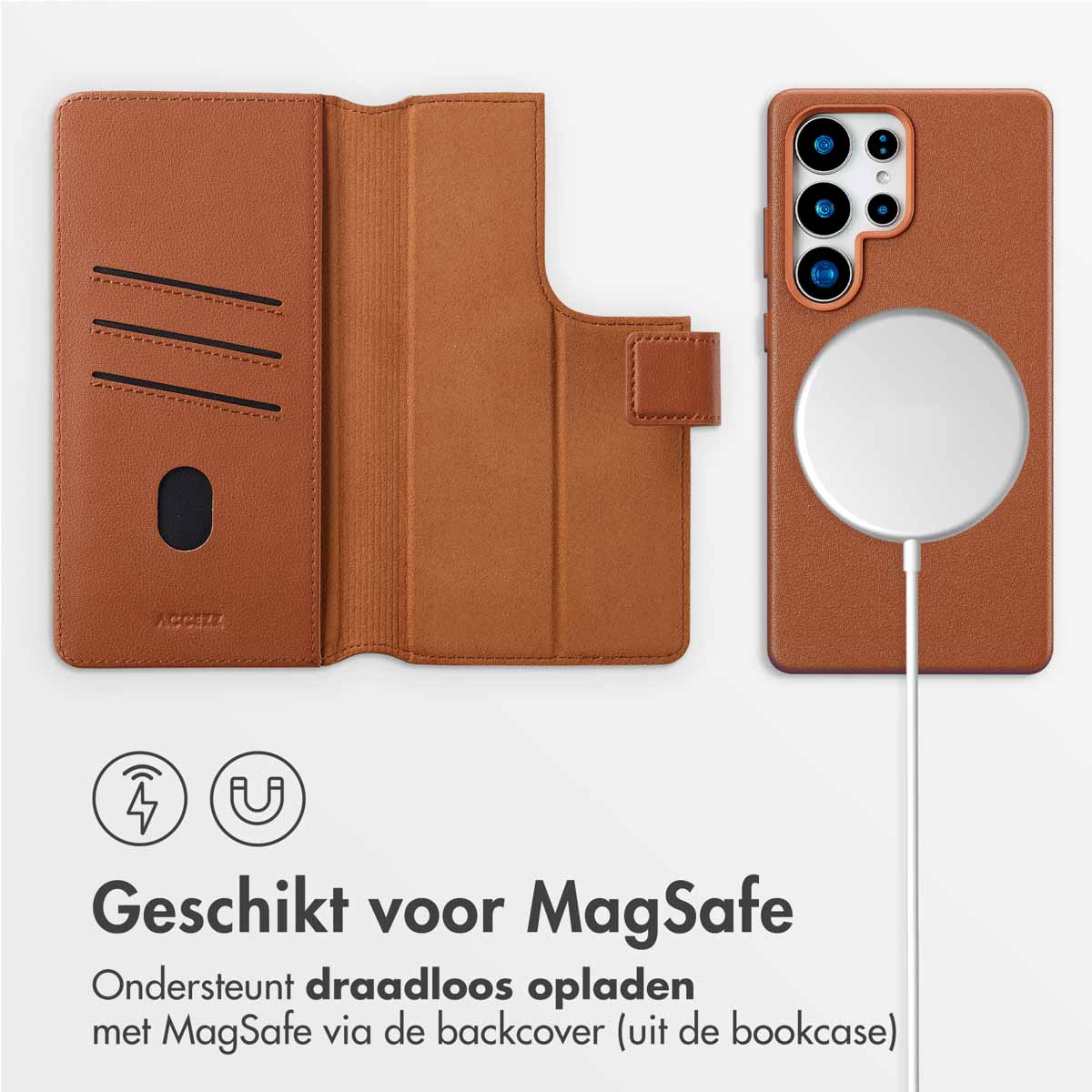 Accezz Leather Bookcase 2-in-1 met MagSafe Samsung Galaxy S25 Ultra - Sienna Brown - Afbeelding 5