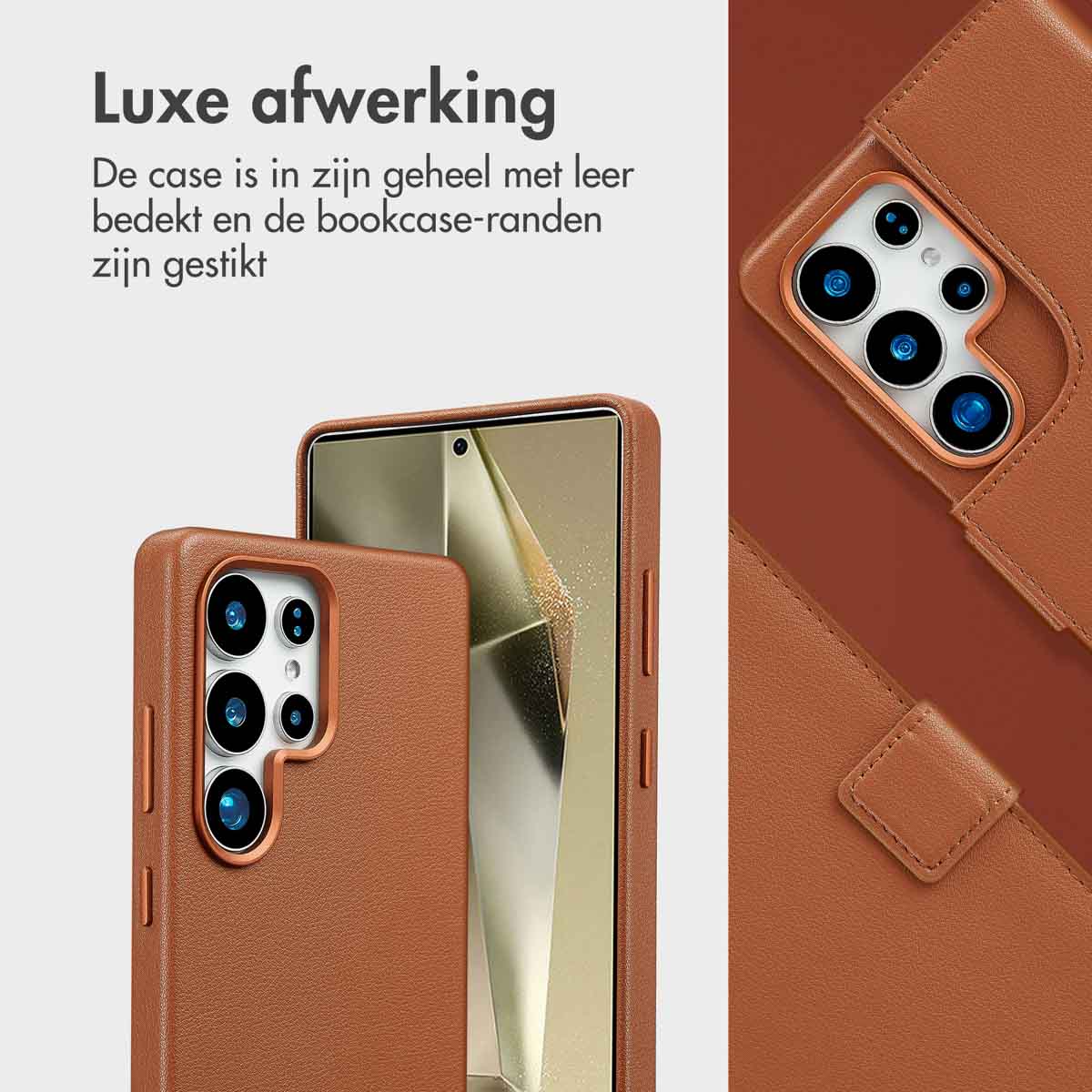 Accezz Leather Bookcase 2-in-1 met MagSafe Samsung Galaxy S25 Ultra - Sienna Brown - Afbeelding 7