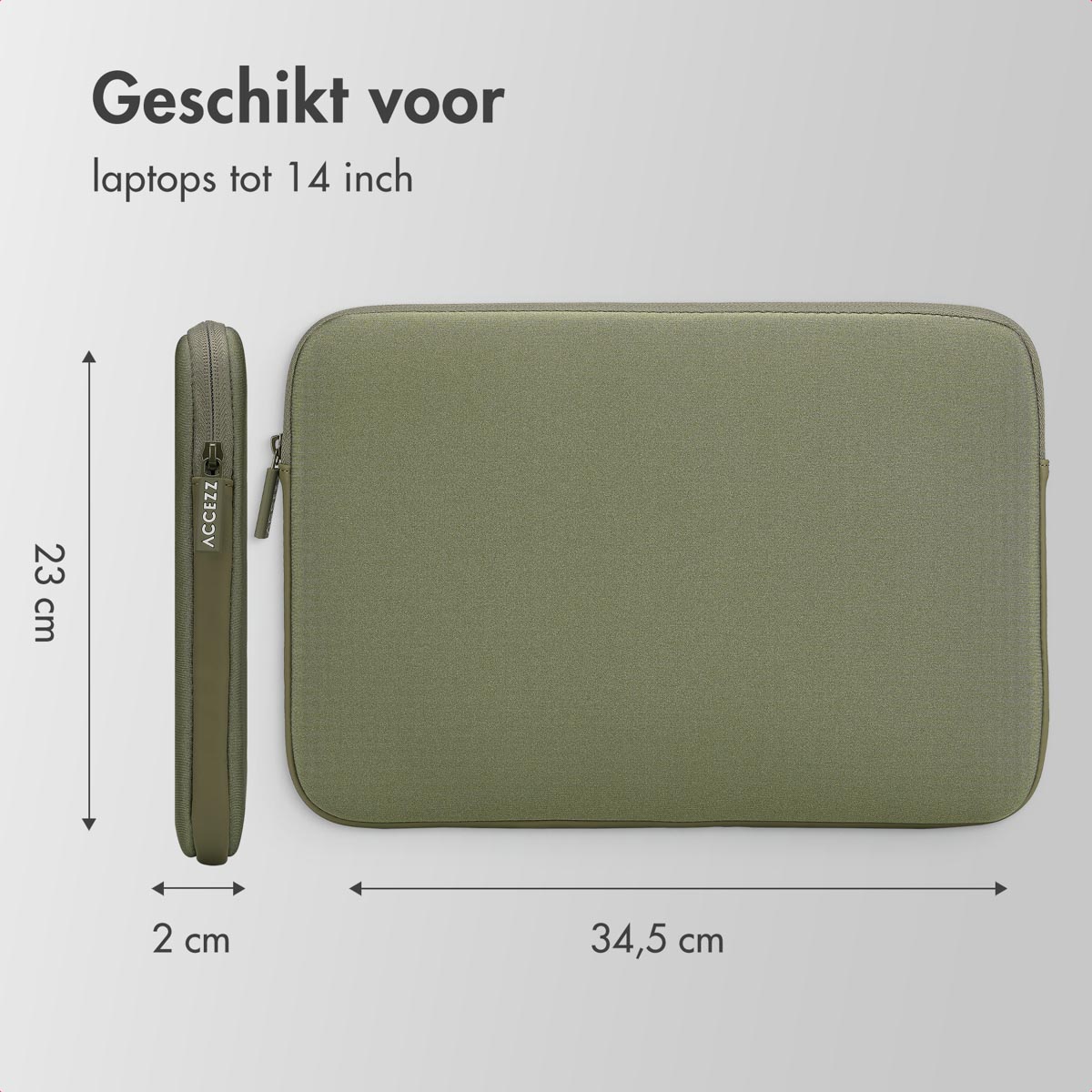 Accezz Basis Laptop hoes 13-14 inch - Laptopsleeve - Groen - Afbeelding 5