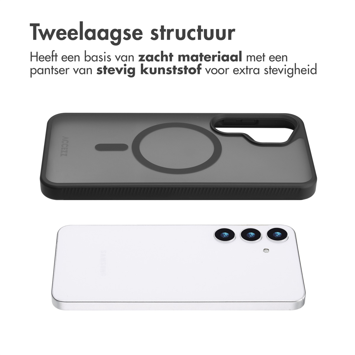 Accezz Rugged Frosted MagSafe Backcover Samsung Galaxy S25 Plus - Zwart - Afbeelding 5