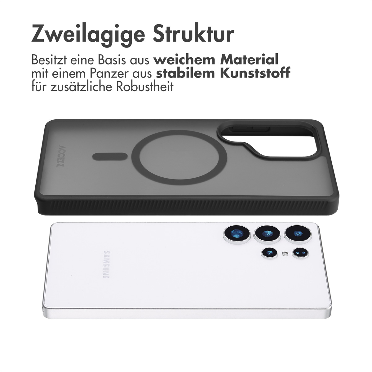 Accezz Rugged Frosted MagSafe Backcover Samsung Galaxy S25 Ultra - Zwart - Afbeelding 6