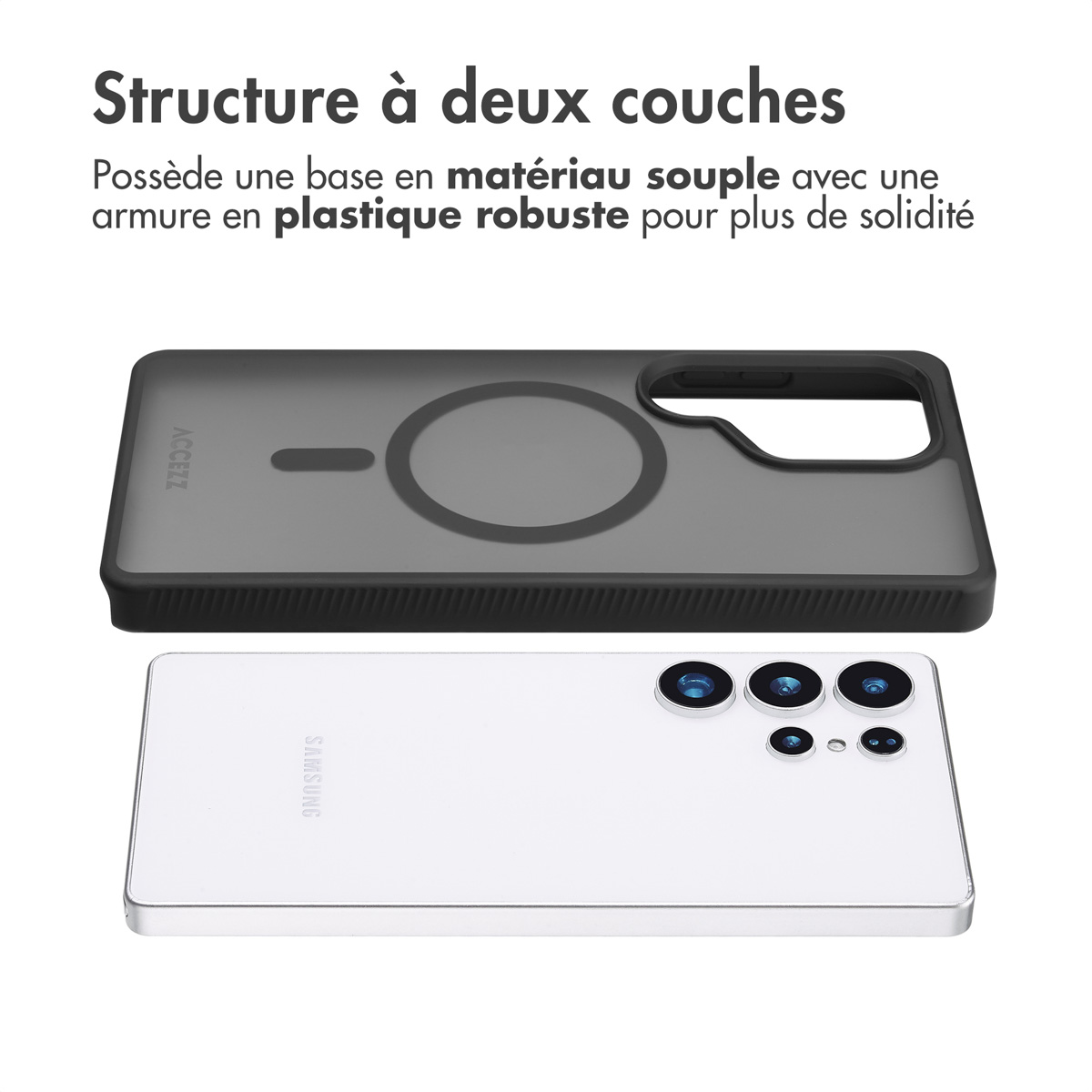 Accezz Rugged Frosted MagSafe Backcover Samsung Galaxy S25 Ultra - Zwart - Afbeelding 4