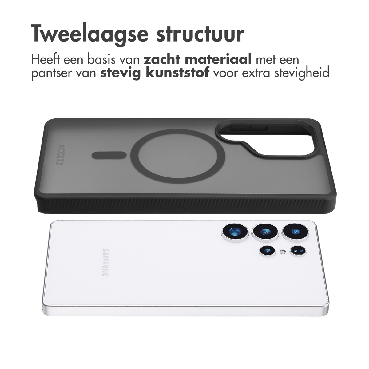 Accezz Rugged Frosted MagSafe Backcover Samsung Galaxy S25 Ultra - Zwart - Afbeelding 5