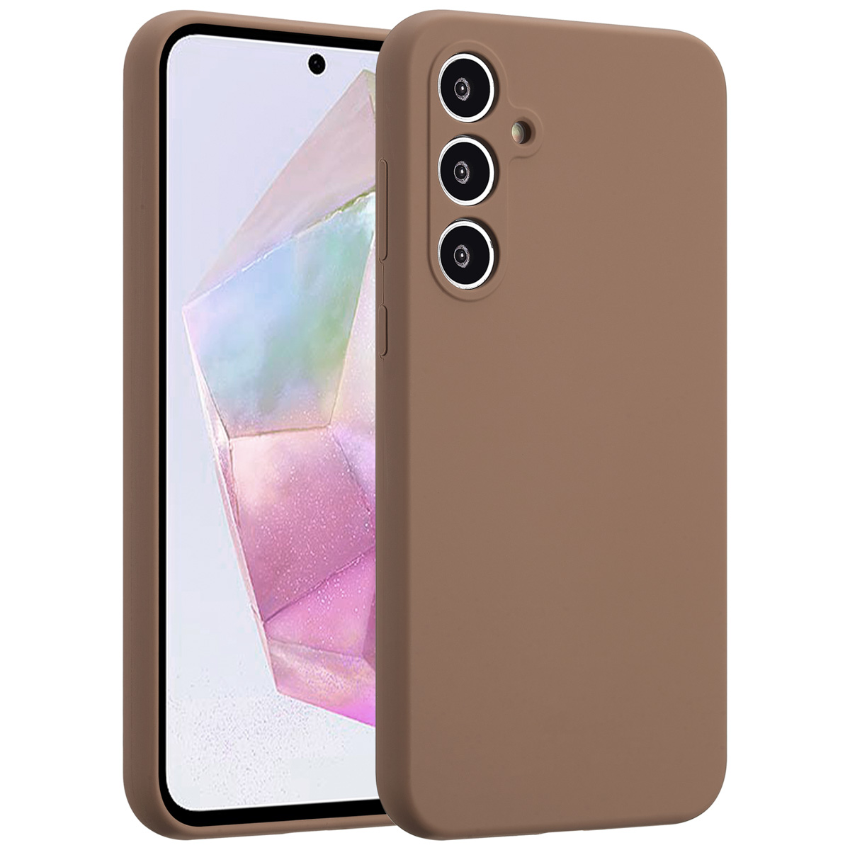 Accezz Liquid Silicone Backcover Samsung Galaxy A35 – Lichtbruin