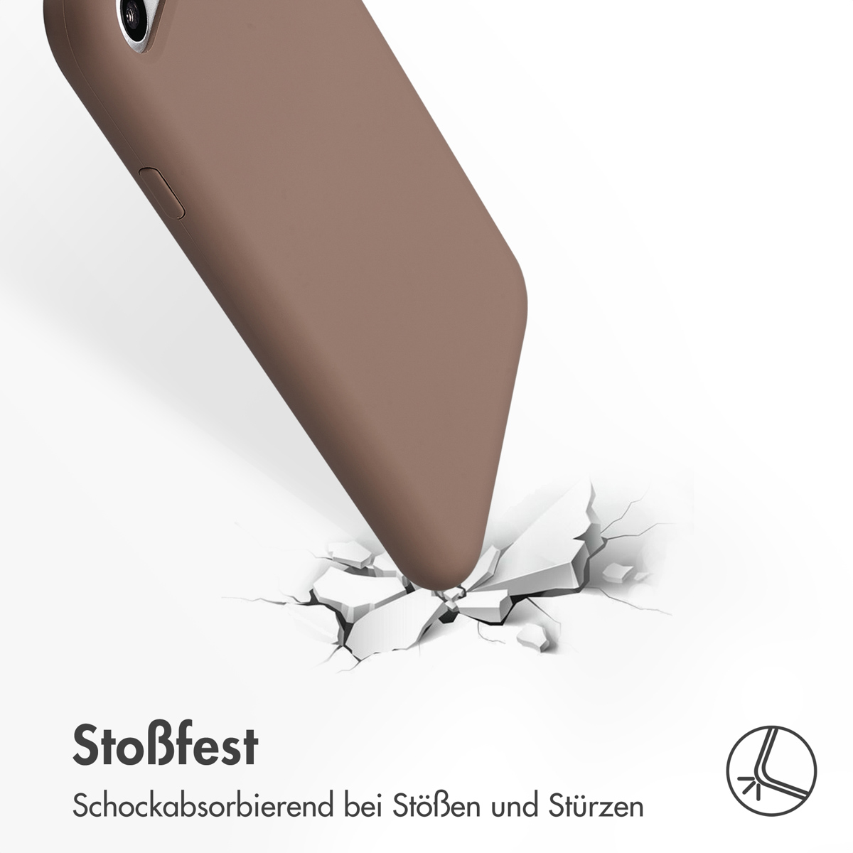 Accezz Liquid Silicone Backcover Apple iPhone SE (2022 / 2020) / 8 / 7 - Lichtbruin - Afbeelding 4