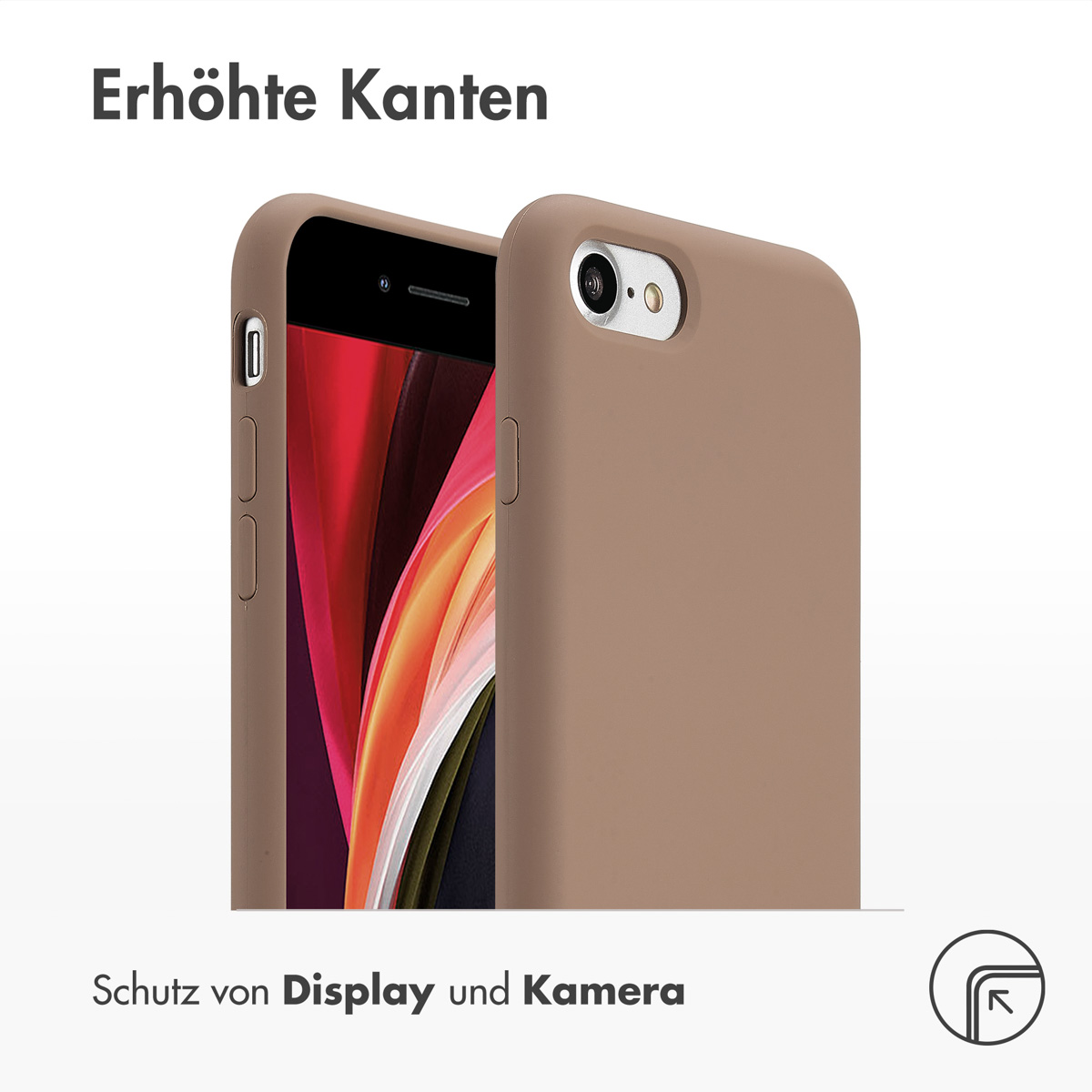 Accezz Liquid Silicone Backcover Apple iPhone SE (2022 / 2020) / 8 / 7 - Lichtbruin - Afbeelding 7