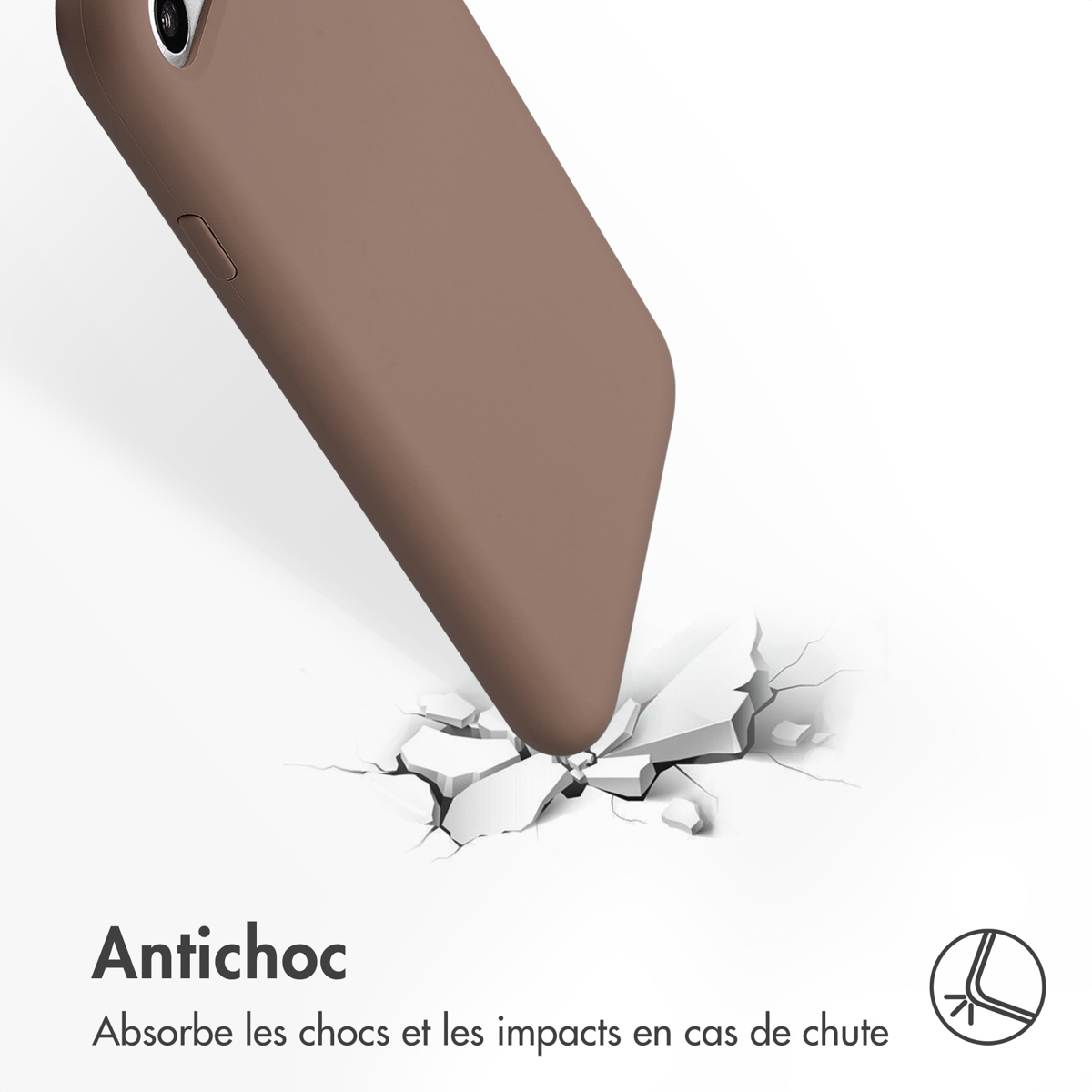 Accezz Liquid Silicone Backcover Apple iPhone SE (2022 / 2020) / 8 / 7 - Lichtbruin - Afbeelding 5