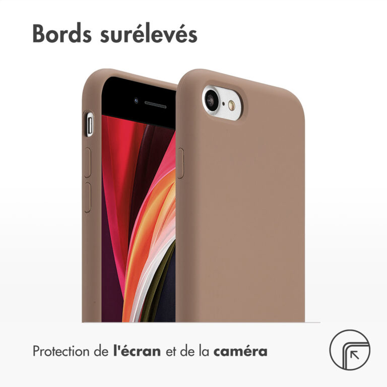 Accezz Liquid Silicone Backcover Apple iPhone SE (2022 / 2020) / 8 / 7 - Lichtbruin - Afbeelding 6