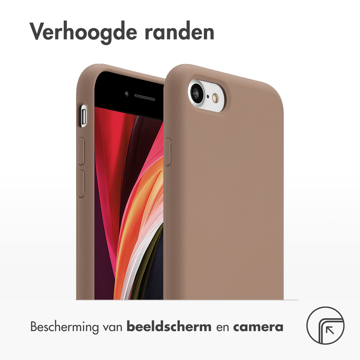 Accezz Liquid Silicone Backcover Apple iPhone SE (2022 / 2020) / 8 / 7 - Lichtbruin - Afbeelding 9