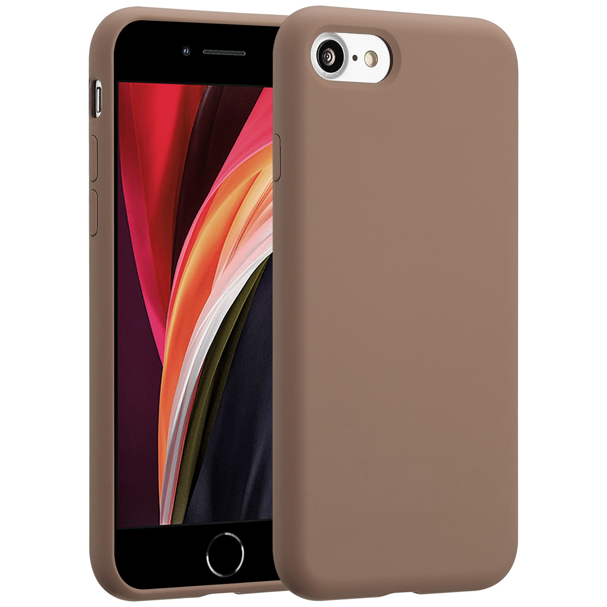Accezz Liquid Silicone Backcover Apple iPhone SE (2022 / 2020) / 8 / 7 – Lichtbruin