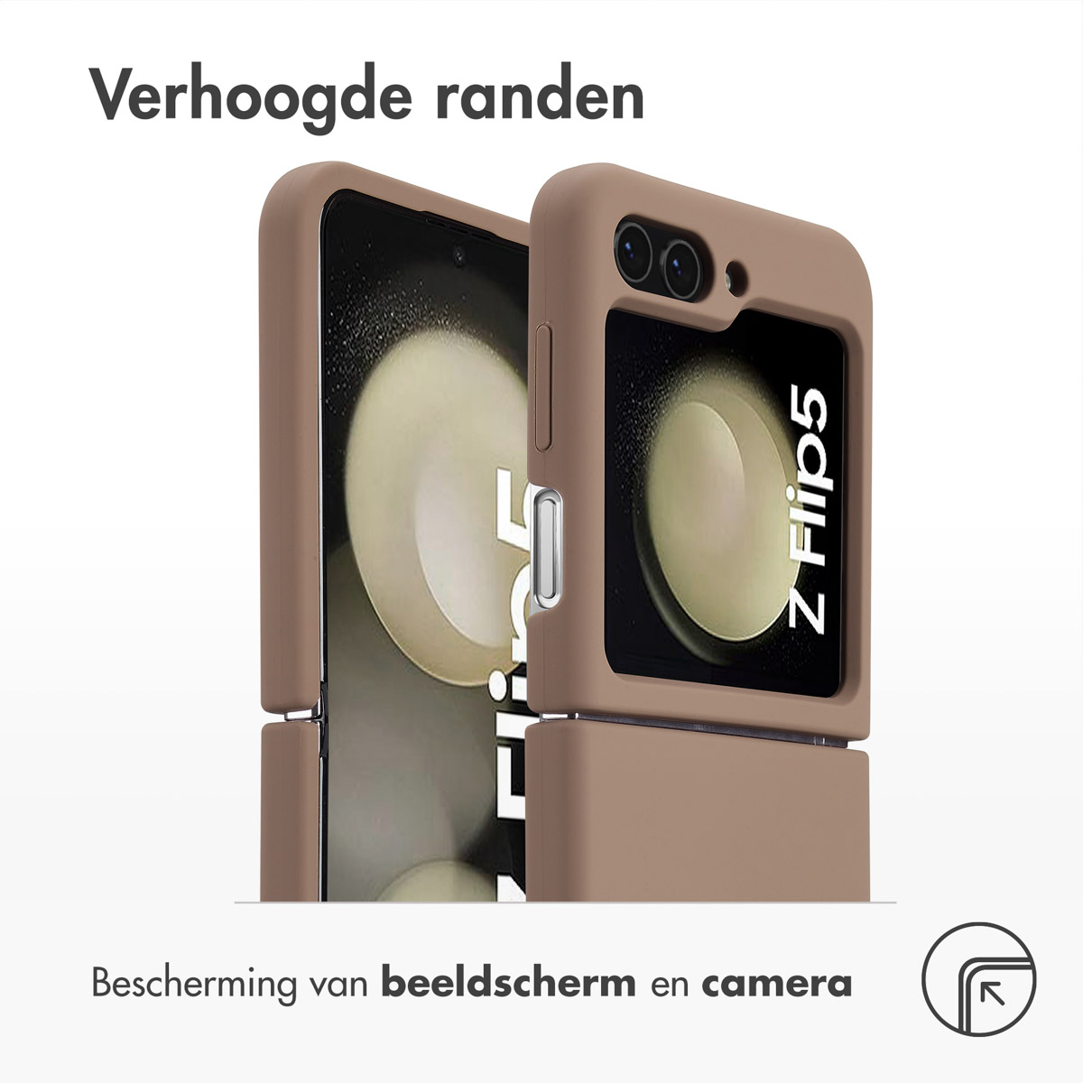 Accezz Liquid Silicone Backcover met MagSafe Samsung Galaxy Z Flip 5 - Lichtbruin - Afbeelding 3