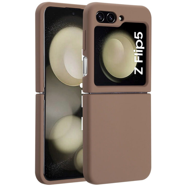 Accezz Liquid Silicone Backcover met MagSafe Samsung Galaxy Z Flip 5 - Lichtbruin - Afbeelding 4