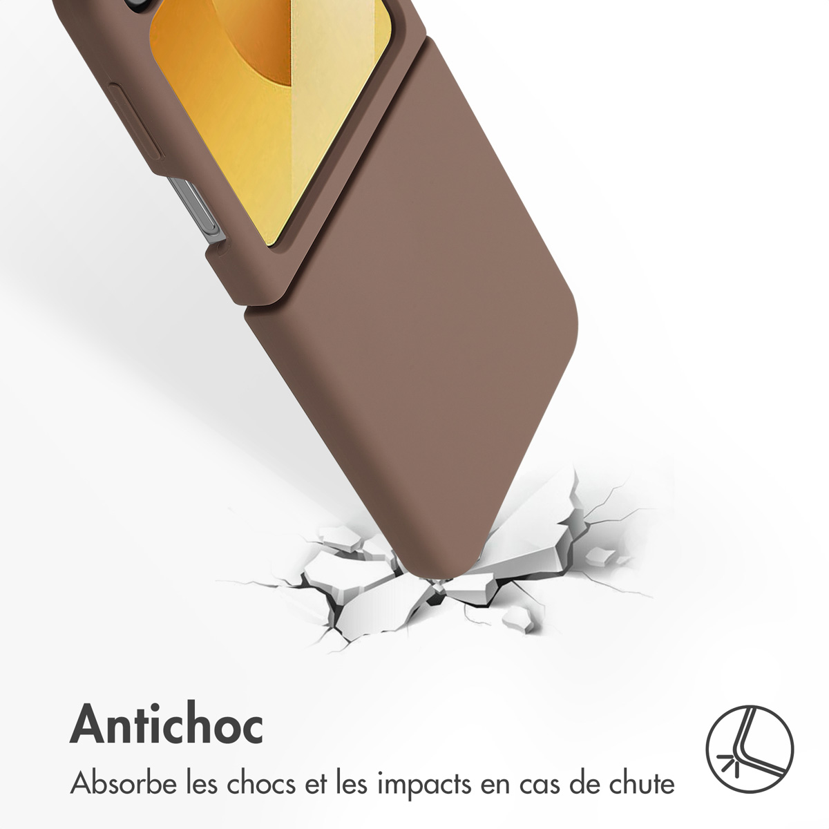 Accezz Liquid Silicone Backcover met MagSafe Samsung Galaxy Z Flip 6 - Lichtbruin - Afbeelding 6