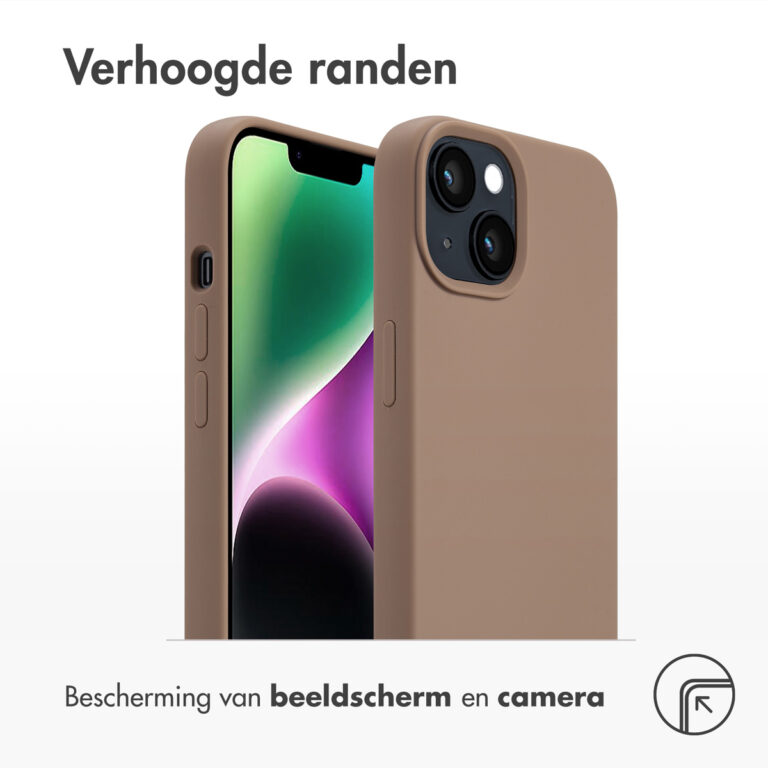 Accezz Liquid Silicone Backcover met MagSafe Apple iPhone 14 - Lichtbruin - Afbeelding 5