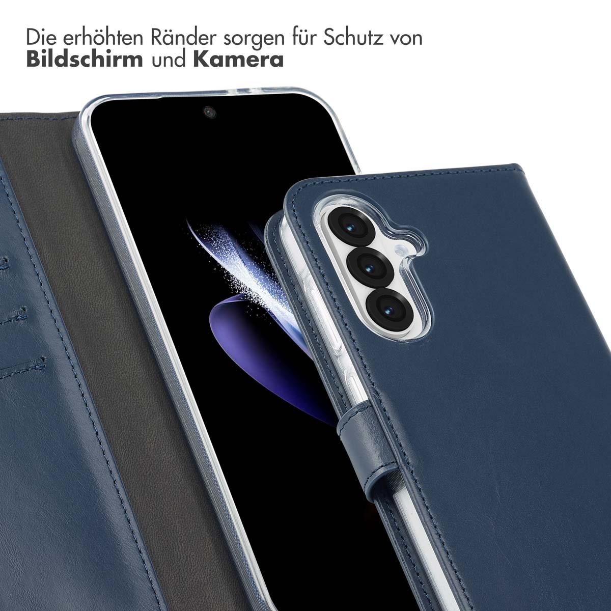 Selencia Echt Leren Bookcase Samsung Galaxy A36 / A56 - Blauw - Afbeelding 10