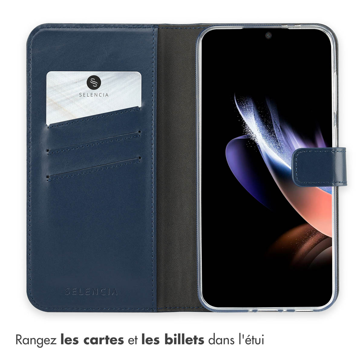 Selencia Echt Leren Bookcase Samsung Galaxy A36 / A56 - Blauw - Afbeelding 9