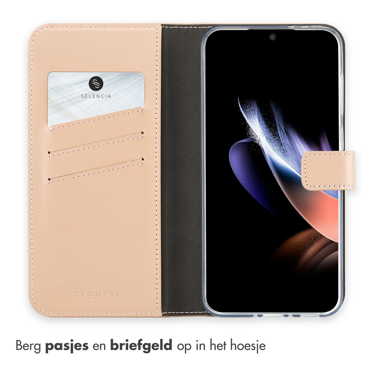 Selencia Echt Leren Bookcase Samsung Galaxy A36 / A56 - Roze - Afbeelding 7