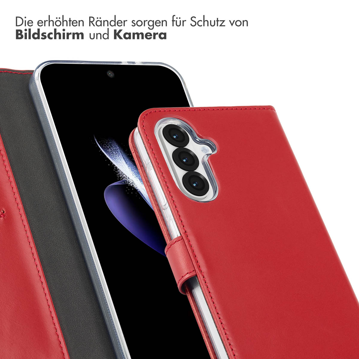 Selencia Echt Leren Bookcase Samsung Galaxy A36 / A56 - Rood - Afbeelding 10