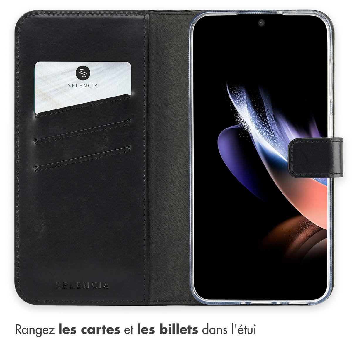 Selencia Echt Leren Bookcase Samsung Galaxy A36 / A56 - Zwart - Afbeelding 8