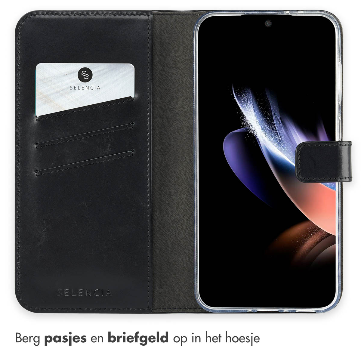 Selencia Echt Leren Bookcase Samsung Galaxy A36 / A56 - Zwart - Afbeelding 7