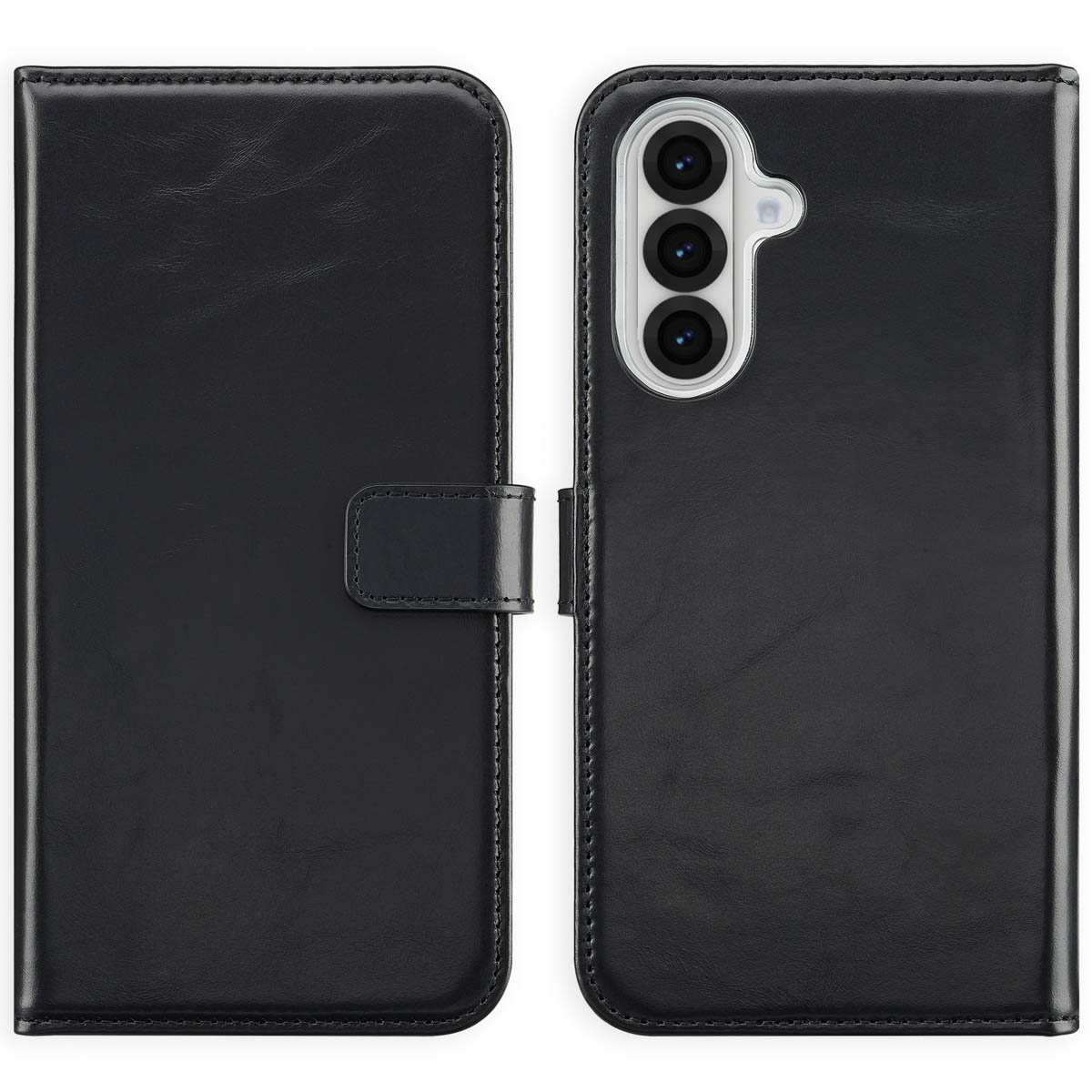 Selencia Echt Leren Bookcase Samsung Galaxy A36 / A56 - Zwart - Afbeelding 2