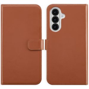 Selencia Echt Leren Bookcase Samsung Galaxy A36 / A56 - Lichtbruin