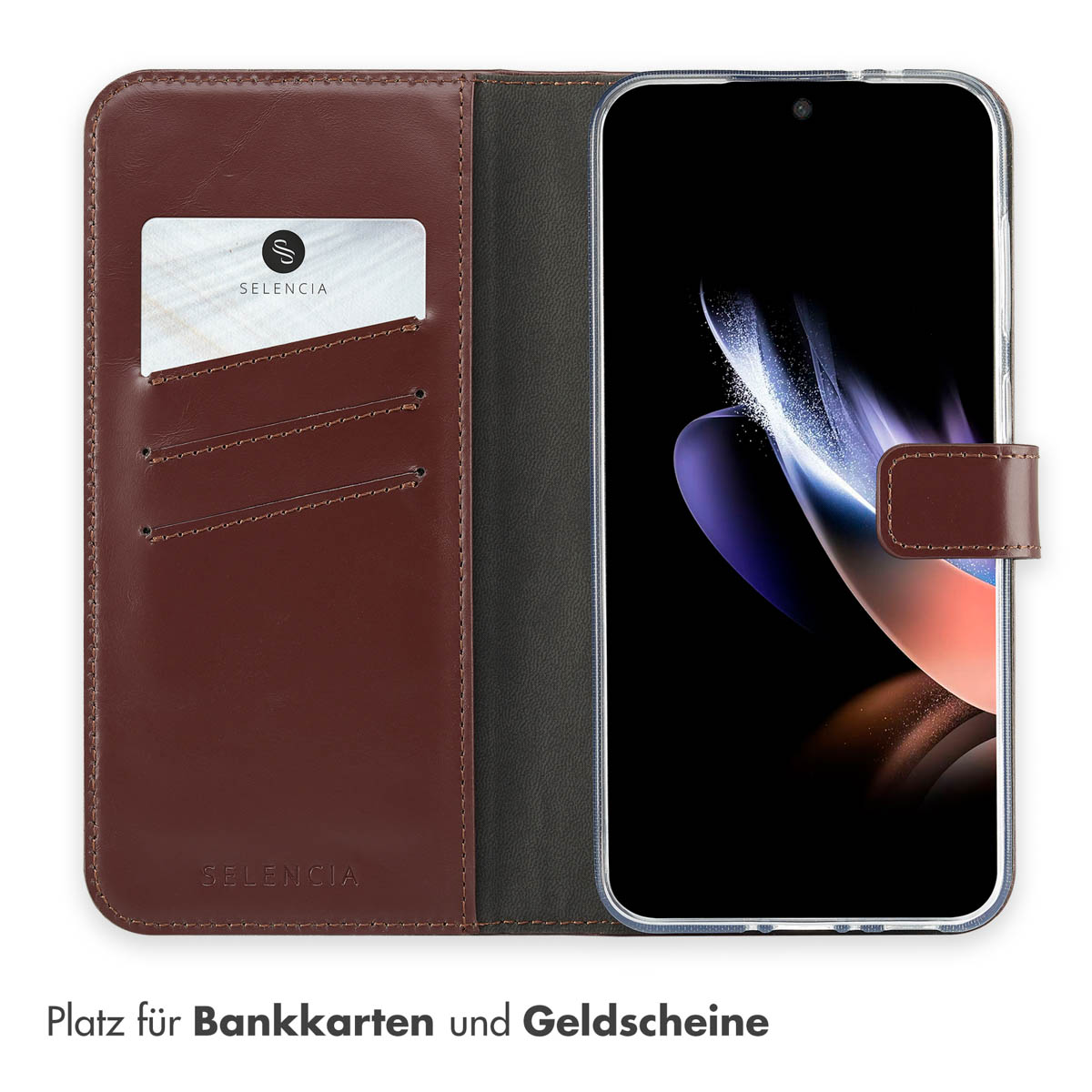 Selencia Echt Leren Bookcase Samsung Galaxy A36 / A56 - Bruin - Afbeelding 9