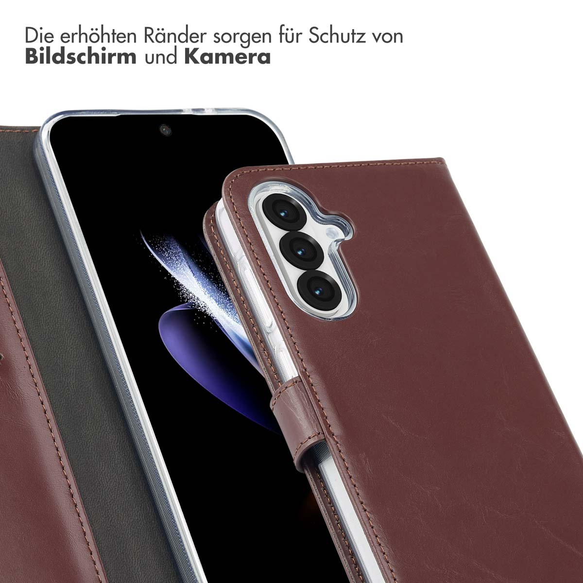 Selencia Echt Leren Bookcase Samsung Galaxy A36 / A56 - Bruin - Afbeelding 10