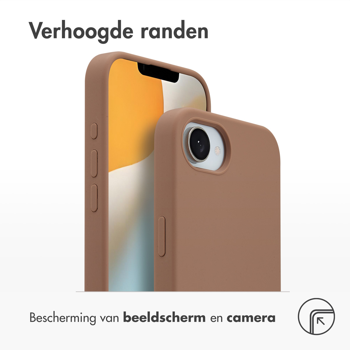 Accezz Liquid Silicone Backcover met MagSafe Apple iPhone 16e - Lichtbruin - Afbeelding 3