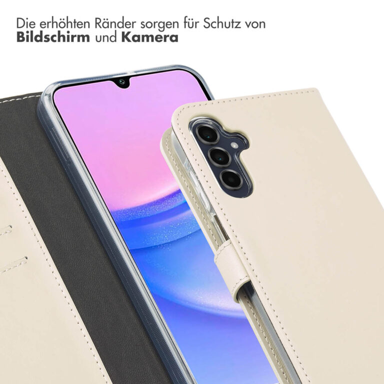 Selencia Echt Lederen Bookcase Samsung Galaxy A15 (5G / 4G) - Greige - Afbeelding 7