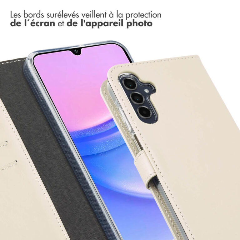Selencia Echt Lederen Bookcase Samsung Galaxy A15 (5G / 4G) - Greige - Afbeelding 3