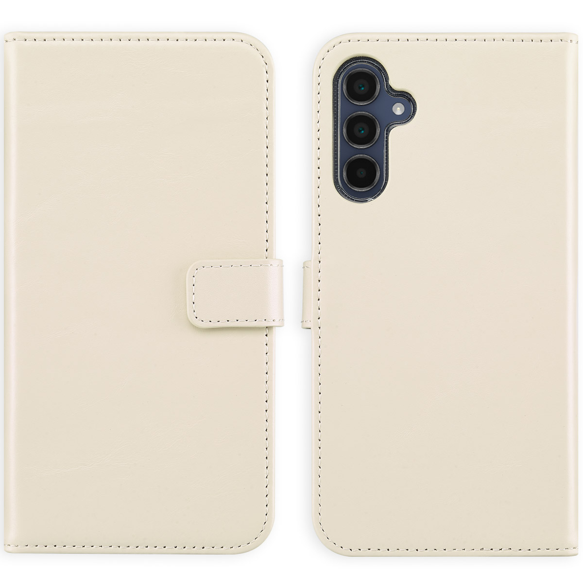 Selencia Echt Lederen Bookcase Samsung Galaxy A15 (5G / 4G) – Greige