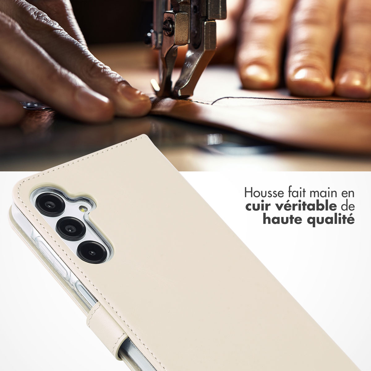 Selencia Echt Leren Bookcase Samsung Galaxy A16 - Greige - Afbeelding 5