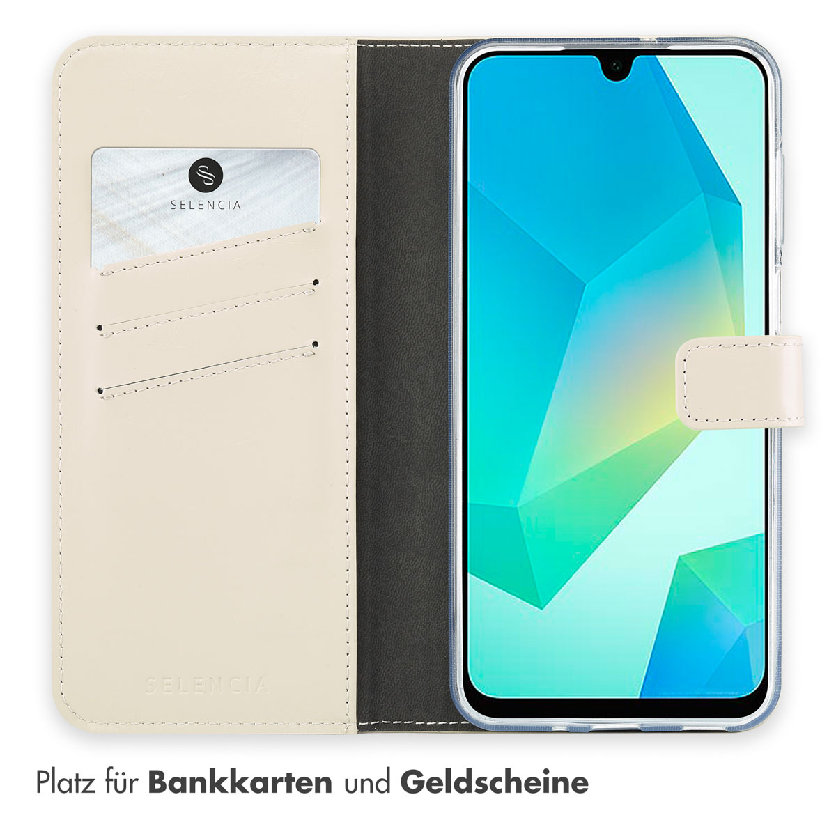 Selencia Echt Leren Bookcase Samsung Galaxy A16 - Greige - Afbeelding 9