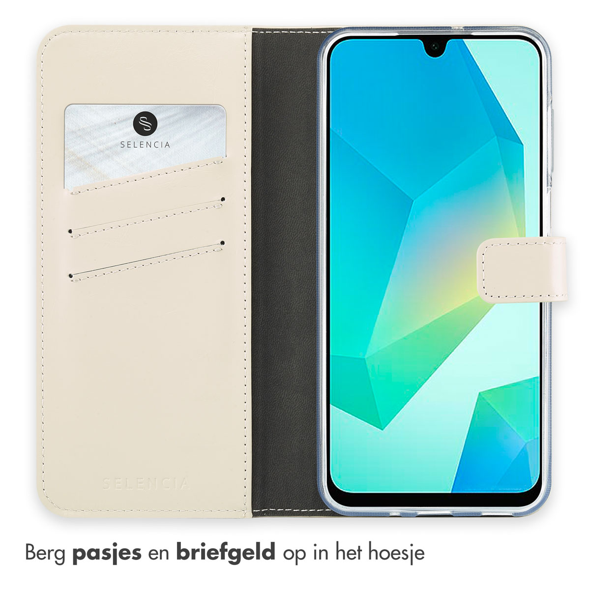 Selencia Echt Leren Bookcase Samsung Galaxy A16 - Greige - Afbeelding 9