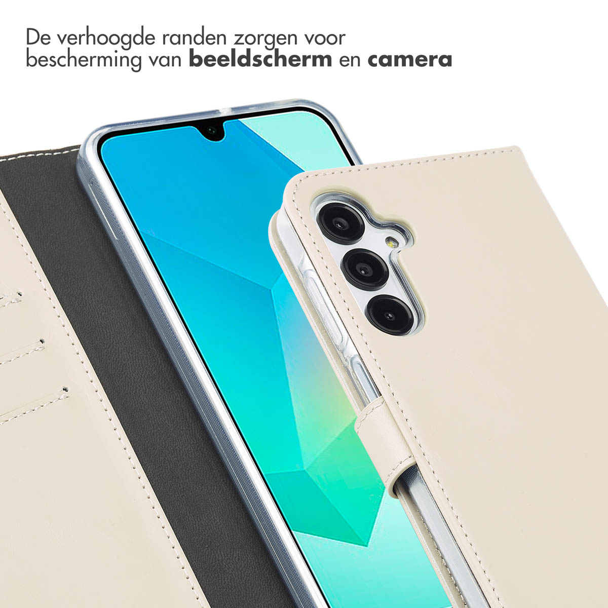 Selencia Echt Leren Bookcase Samsung Galaxy A16 - Greige - Afbeelding 10