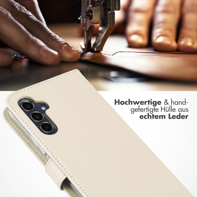 Selencia Echt Lederen Bookcase Samsung Galaxy A34 (5G) - Greige - Afbeelding 6