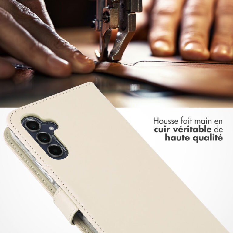 Selencia Echt Lederen Bookcase Samsung Galaxy A34 (5G) - Greige - Afbeelding 4
