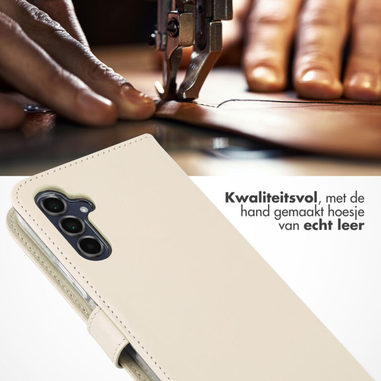 Selencia Echt Lederen Bookcase Samsung Galaxy A34 (5G) - Greige - Afbeelding 2
