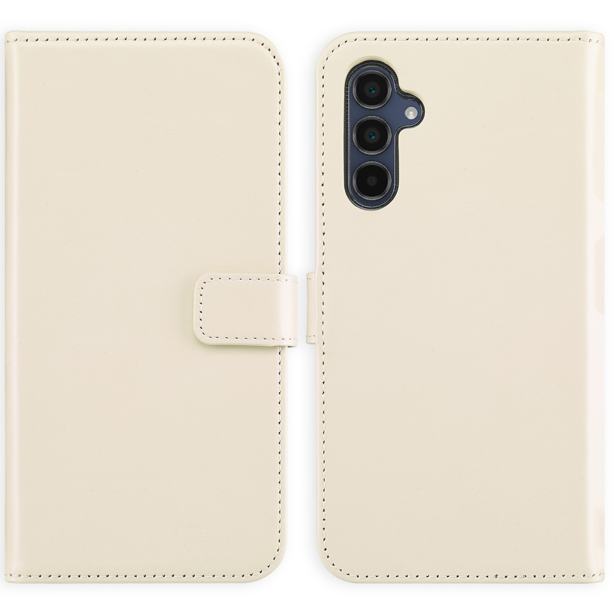 Selencia Echt Lederen Bookcase Samsung Galaxy A34 (5G) – Greige