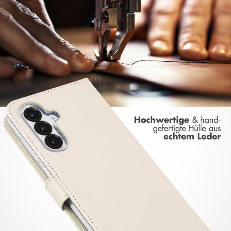 Selencia Echt Lederen Bookcase Samsung Galaxy A36 - Greige - Afbeelding 6