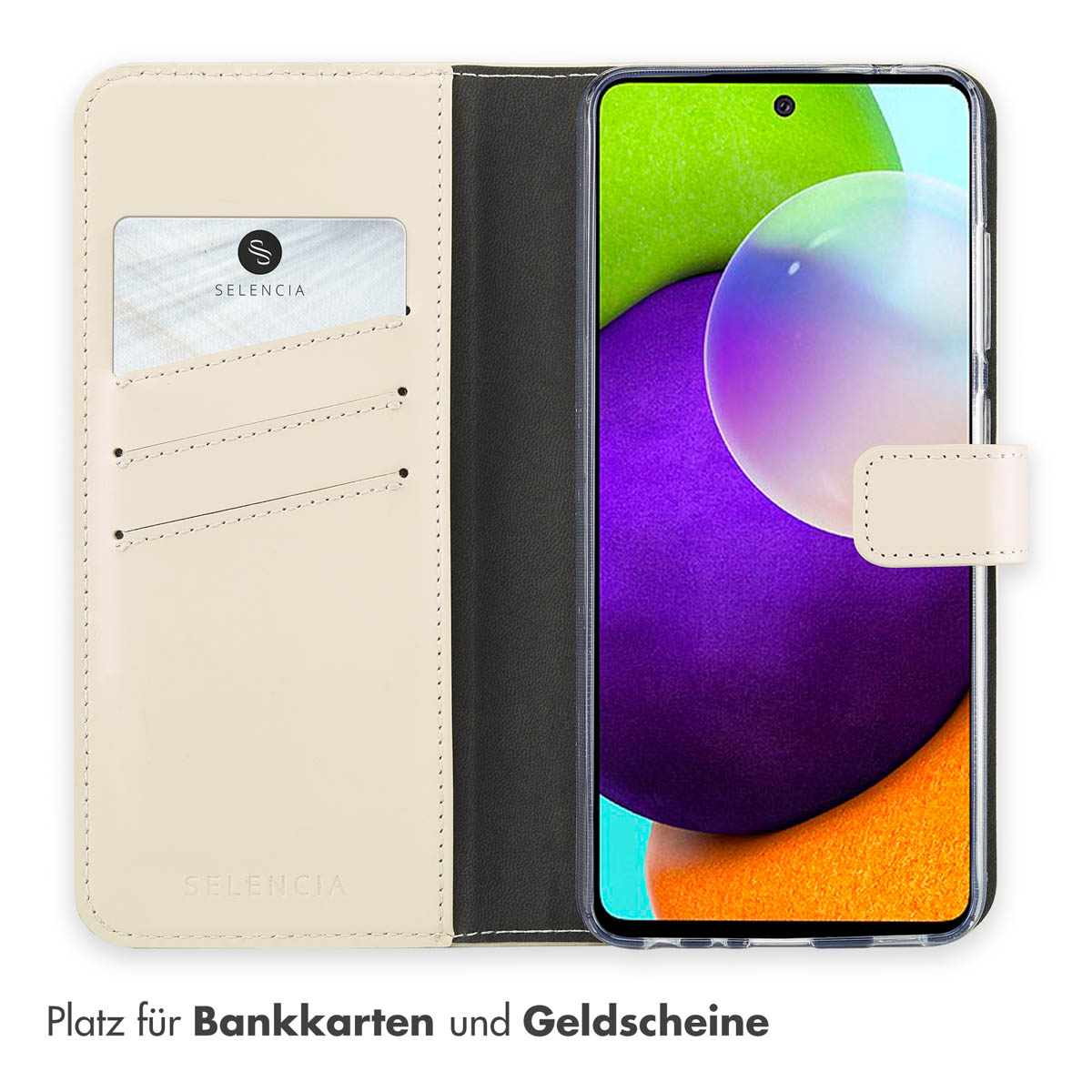 Selencia Echt Leren Bookcase Samsung Galaxy A52(s) (5G/4G) - Greige - Afbeelding 9