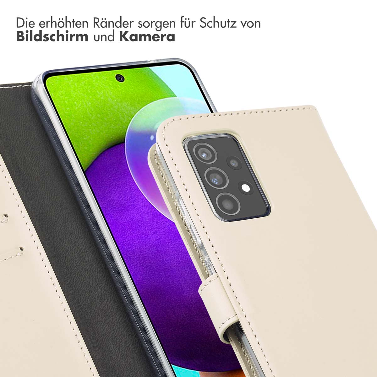 Selencia Echt Leren Bookcase Samsung Galaxy A52(s) (5G/4G) - Greige - Afbeelding 10