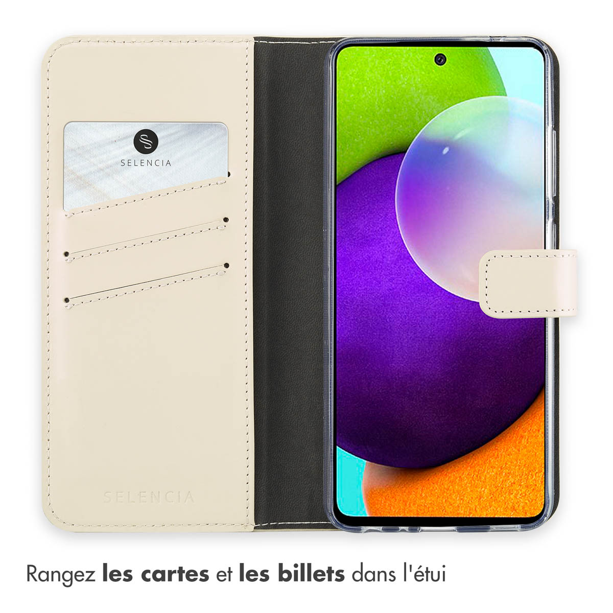 Selencia Echt Leren Bookcase Samsung Galaxy A52(s) (5G/4G) - Greige - Afbeelding 8